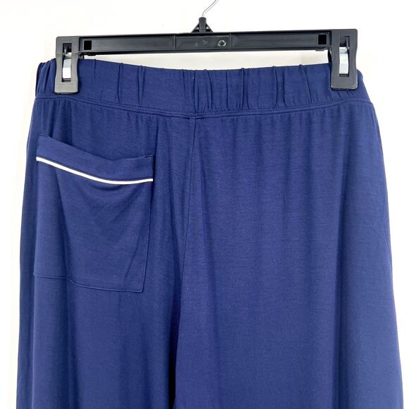 EBERJEY Women's Gisele Long PJ Set Medium Navy Blue Ivory TENCEL Modal NWOT - Picture 11 of 14